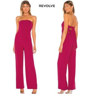 NBD Ivy Strapless Hot Pink Wide Leg Jumpsuit Raspberry Pink XS